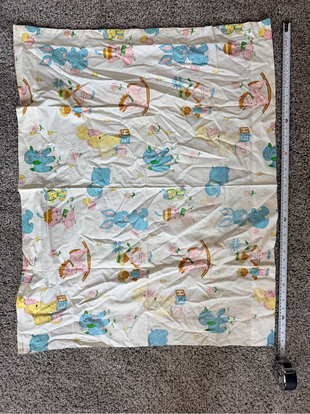 Classic Pastel Bunny Print Curtain Scrap Fabric  - Vintage